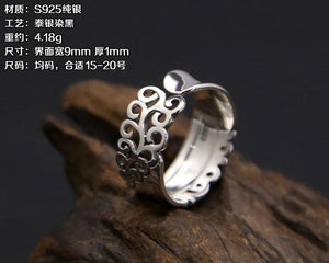 S925 Orchid Hollow Ring Thai Silver Couples Ring