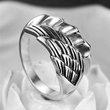 925 Silver Angel Devil Feather Wings Men's Adjustable Ring