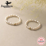 Davis 925 Sterling Silver 2mm Beads Natural Pearls Ring Wedding DE0565