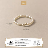 Davis 925 Sterling Silver 2mm Beads Natural Pearls Ring Wedding DE0565