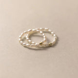 Davis 925 Sterling Silver 2mm Beads Natural Pearls Ring Wedding DE0565