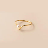 925 Silver Shell Pearl V Shaped Ring for Women Girl Thin Finger Accessory