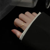 925 Silver Shell Pearl V Shaped Ring for Women Girl Thin Finger Accessory