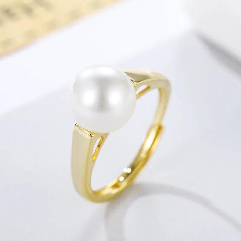 925 Silver Pearl Ring for Women Wedding Birthday Party Gift