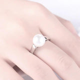 925 Silver Pearl Ring for Women Wedding Birthday Party Gift