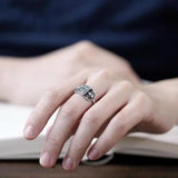 Chang'an S925 Silver Ring women's Chinese characters retro literary ring