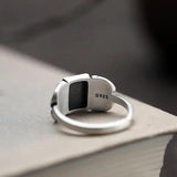 Chang'an S925 Silver Ring women's Chinese characters retro literary ring