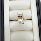 Real Natural Pearl Ring 14K Filled Female Girl Jewelry