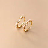 925 Silver Flower Square Pearls Zircon Rings for Women
