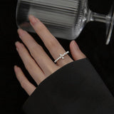 925 Silver Flower Square Pearls Zircon Rings for Women