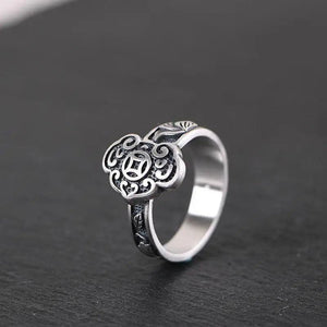 S925 Silver Retro Ingot Pattern Exaggerated Adjustable Women's Ring