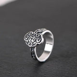 S925 Silver Retro Ingot Pattern Exaggerated Adjustable Women's Ring