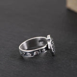 S925 Silver Retro Ingot Pattern Exaggerated Adjustable Women's Ring