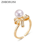 Natural Freshwater Pearl Ring 14K Plated Adjustable Style Jewelry