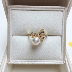 Natural Freshwater Pearl Ring 14K Plated Adjustable Style Jewelry