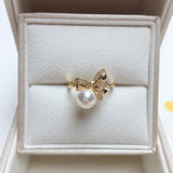 Natural Freshwater Pearl Ring 14K Plated Adjustable Style Jewelry