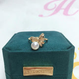 Natural Freshwater Pearl Ring 14K Plated Adjustable Style Jewelry