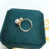 Natural Freshwater Pearl Ring 14K Plated Adjustable Style Jewelry