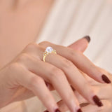 Real Freshwater Pearl & Zircon Ring 18K Plating Women Jewelry Gift