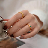 Green Agate Stacking Ring Set