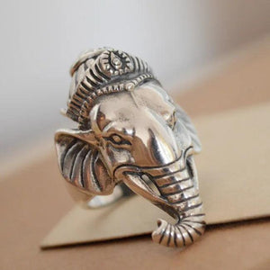 925 Sterling Silver Thai Elephant Index Finger Ring Men's and Women's Ring Retro