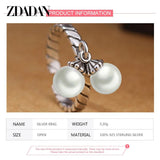 925 Silver Double Pearl Thai Silver Ring For Women Wedding Jewelry