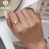 925 Silver Shell Bead Ring Zircon Wedding Band for Women