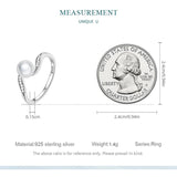 925 Silver Shell Bead Ring Zircon Wedding Band for Women