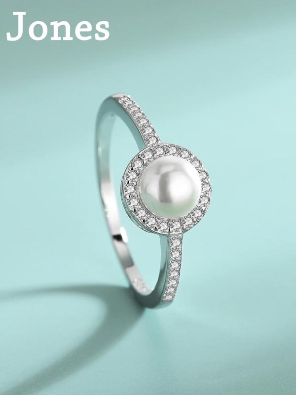 Freshwater Pearl Zirconia Ring S925 Sterling Silver Women