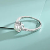 Freshwater Pearl Zirconia Ring S925 Sterling Silver Women