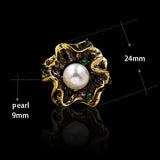 Unique Flowers Freshwater Pearl Finger Ring Women Wedding Bridal Jewelry