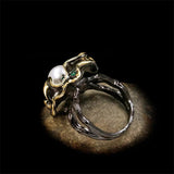 Unique Flowers Freshwater Pearl Finger Ring Women Wedding Bridal Jewelry