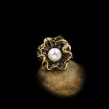 Unique Flowers Freshwater Pearl Finger Ring Women Wedding Bridal Jewelry