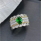 Noble Bicolor Hollow Out Emerald Ring
