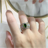 Noble Bicolor Hollow Out Emerald Ring