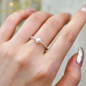 Freshwater Pearl Silver Ring 925 Sterling Jewelry Gift