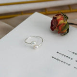 925 Silver Double Pearl Rings Vintage Sexy Open Adjuster Ring