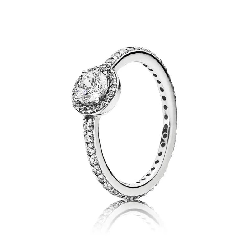 925 Silver Ring with Rose Crown Heart Bow Pearl Crystal Flower