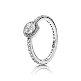 925 Silver Ring with Rose Crown Heart Bow Pearl Crystal Flower