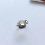 Chalcedony Egg Noodle Round Bead Adjustable Ring with Pearl Inlay