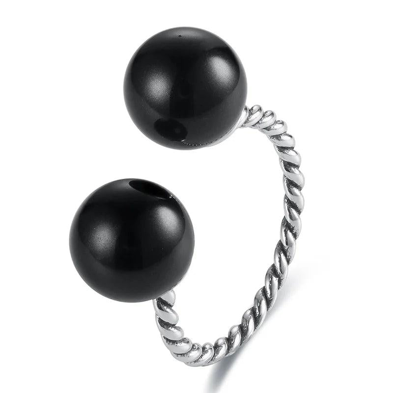925 Silver Pearls Women's Ring Adjustab...