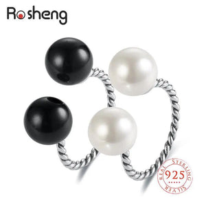 925 Silver Pearls Women's Ring Adjustab...