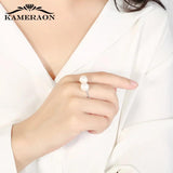 925 Silver Pearls Women's Ring Adjustab...
