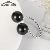 925 Silver Pearls Women's Ring Adjustab...