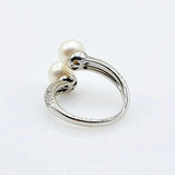 Colorful Freshwater Pearl CZ Silver Ring Adjustable Girls Jewelry