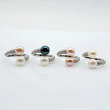 Colorful Freshwater Pearl CZ Silver Ring Adjustable Girls Jewelry