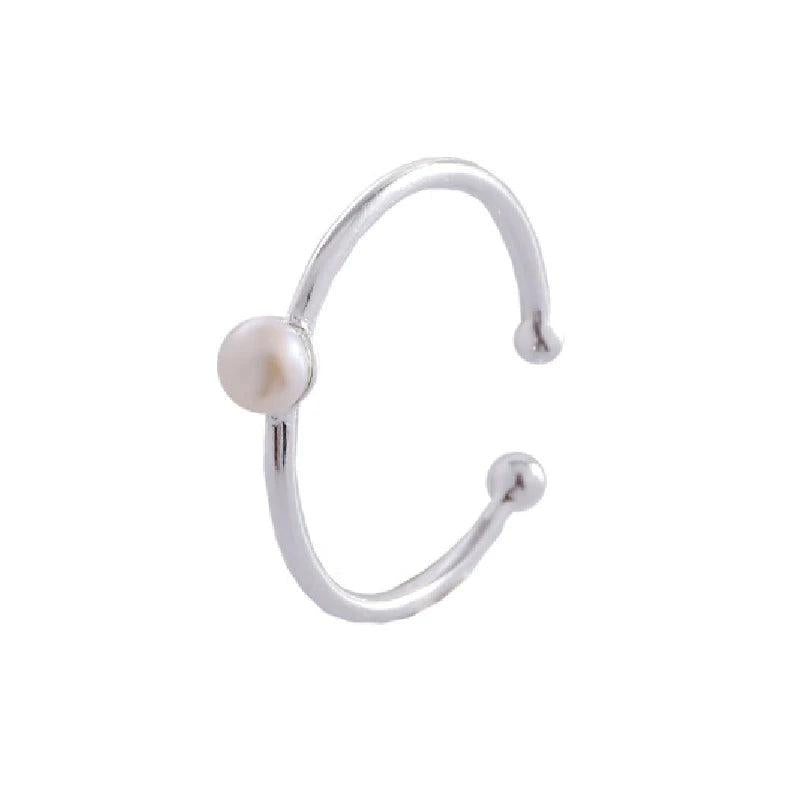 3.5mm Pearl Ring S925 Silver Jewelry Open Finger Rings for Women Wedding