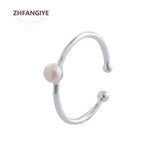 3.5mm Pearl Ring S925 Silver Jewelry Open Finger Rings for Women Wedding