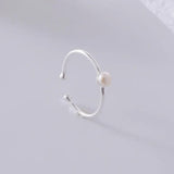 3.5mm Pearl Ring S925 Silver Jewelry Open Finger Rings for Women Wedding