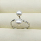 Double Pearl Women's Ring Natural Freshwater Pearl Adjustable Jewelry